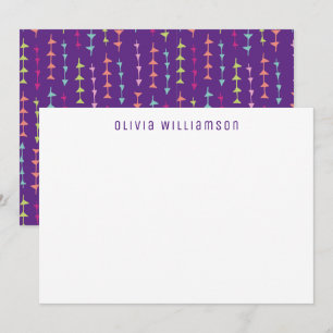 Geometric Arrow Purple Note card