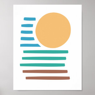 Geometric art - beach sunset poster