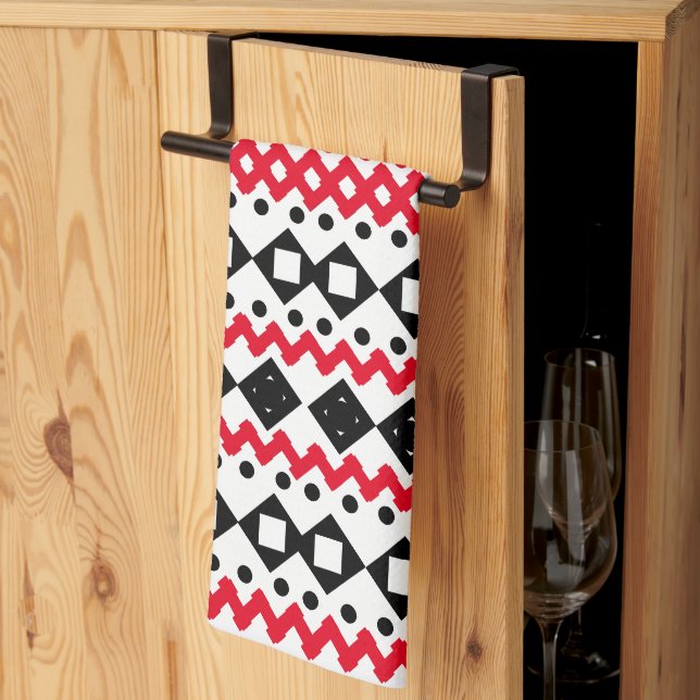 Geometric Art Black and White sample design Tea Towel (Thirds Fold)