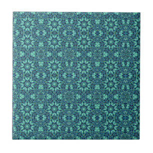 Geometric art blue green turquoise tile