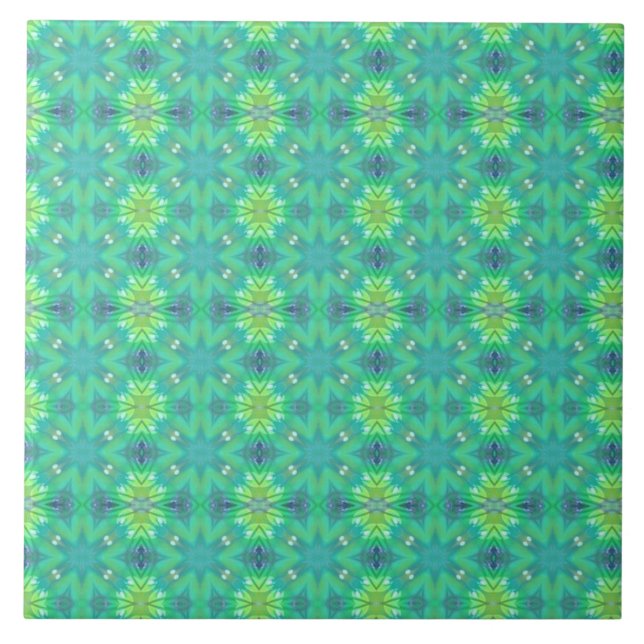Geometric art bright emerald green design  tile (Front)
