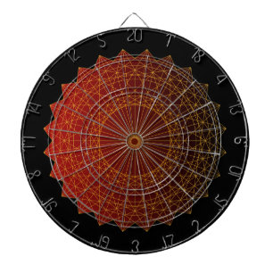 Geometric art circle gold line and red gradient  dartboard