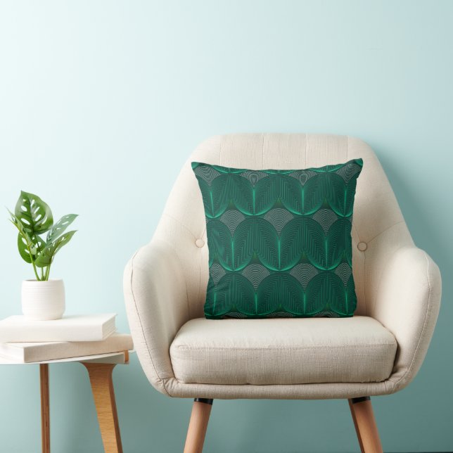 Geometric Art Deco emerald flower Cushion (Chair)