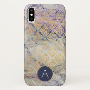 Geometric Art Deco Purple and White Marble iPhone X Case