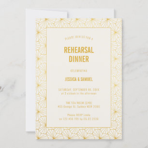 Geometric Art Deco rehearsal dinner Invitation