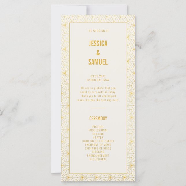 Geometric Art Deco Wedding Ceremony Program (Front)