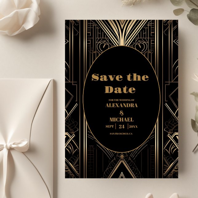 Geometric Art Deco Wedding Save The Date (Creator Uploaded)