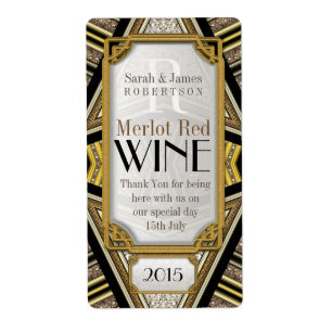 geometric + Art Deco Wine Drink Bottle Labels