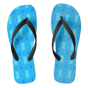 Geometric art electric blue flip flops