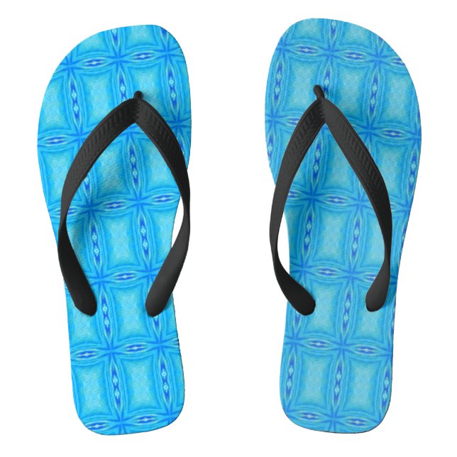 Geometric art electric blue  flip flops (Footbed)