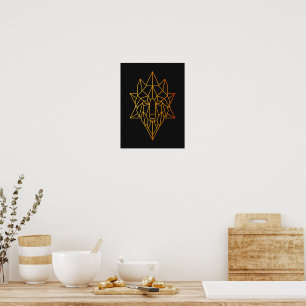 Geometric art gold wolf animal illustration cool poster