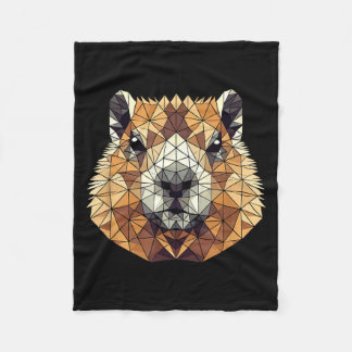 Geometric Art Groundhog Groundhogs  Fleece Blanket