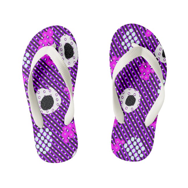 Geometric art kid's flip flops (Footbed)