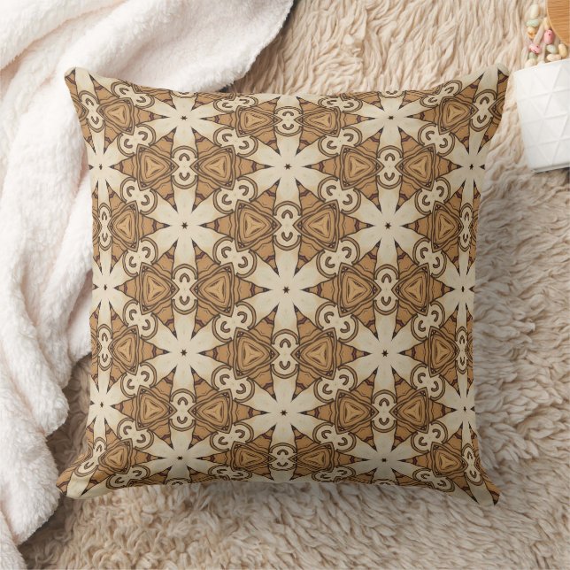  Geometric Art Nouveau Tan Cream Triangle Pattern  Cushion (Blanket)