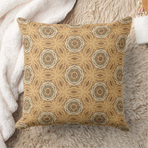 Geometric Art Nouveau Tan Sage Abstract Pattern Cushion
