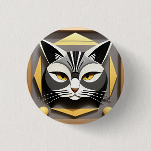 Geometric Art of a Stylised Cat Abstract Design 3 Cm Round Badge