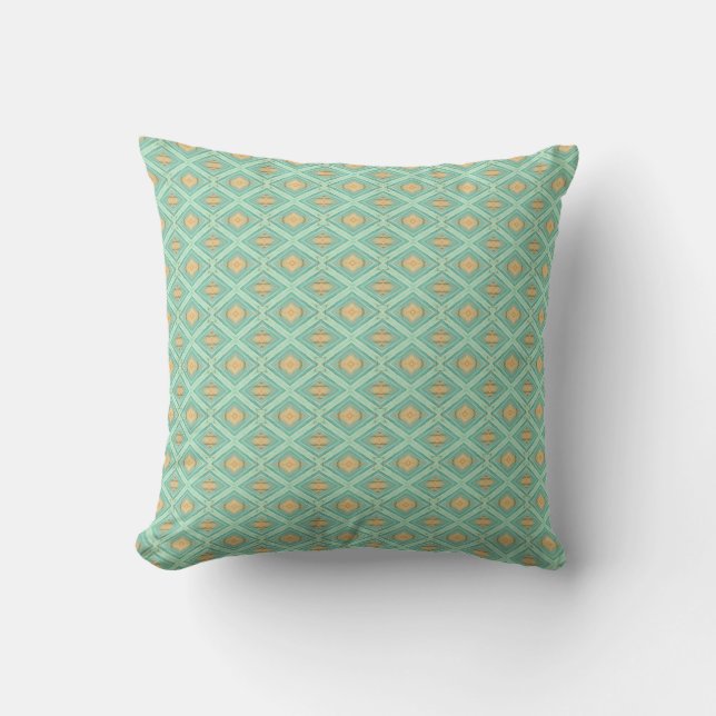 Geometric art pattern aquamarine wheat pillow (Front)