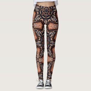 geometric art pattrn brown Leggings