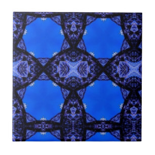 Geometric art star blue dark tile