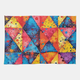 Geometric Art: Vibrant Chaos Tea Towel
