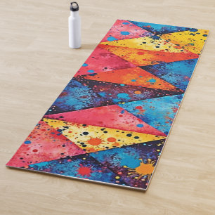 Geometric Art: Vibrant Chaos Yoga Mat