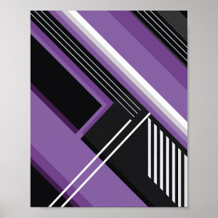 Geometric Art with Purple, Black, & White Shapes Poster