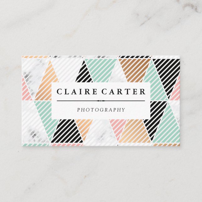 Geometric Artistic Pattern Diagonal Stripes  Business Card (Front)