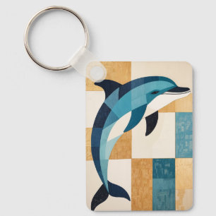 Geometric Azure Leap Key Ring