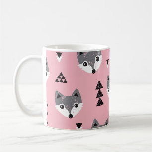 Geometric Baby Fox Woodland Pattern Coffee Mug