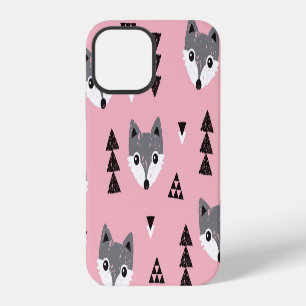 Geometric Baby Fox Woodland Pattern iPhone 12 Case