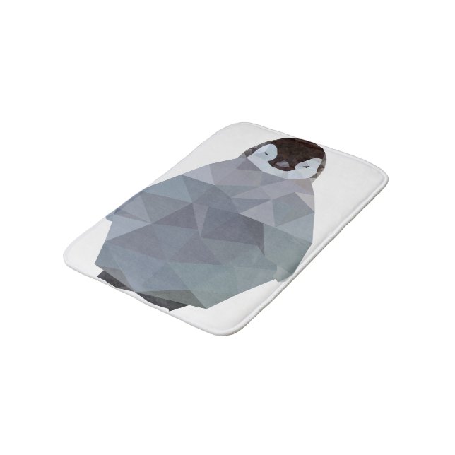 Geometric Baby Penguin Print Bath Mat (Angled)