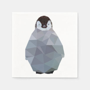 Geometric Baby Penguin Print Napkin