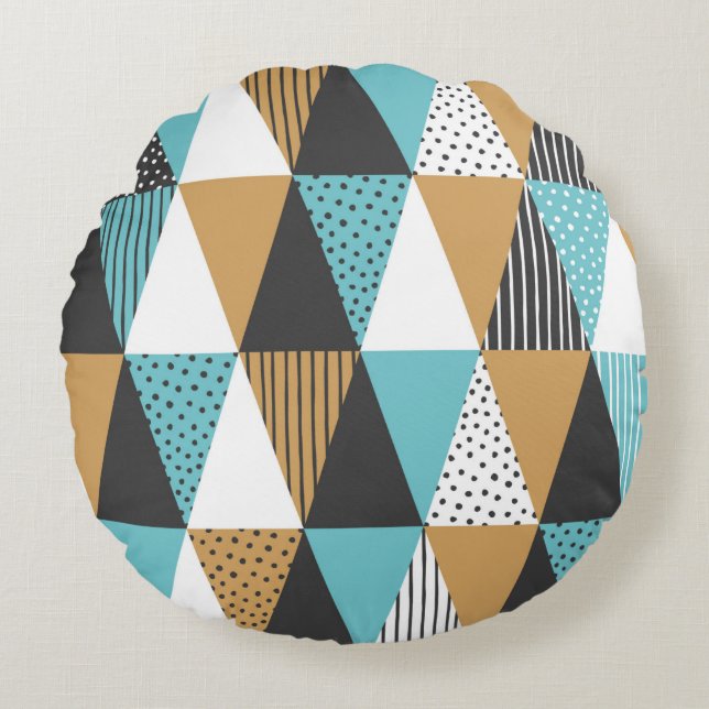 Geometric background. Abstract vintage illustratio Round Cushion (Front)