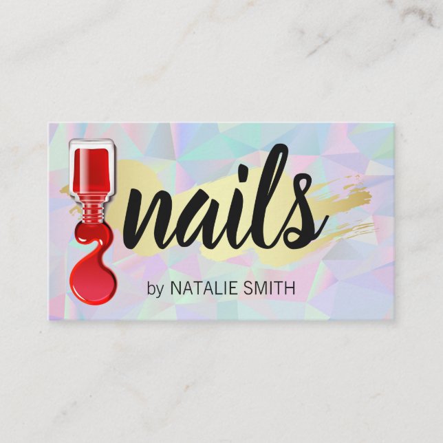 Geometric Background |  Nail Polish Bottle Pour Business Card (Front)