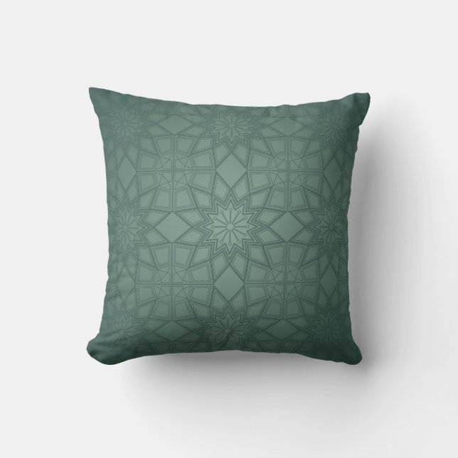 Geometric Background Spider Line Patterns Green Cushion (Front)