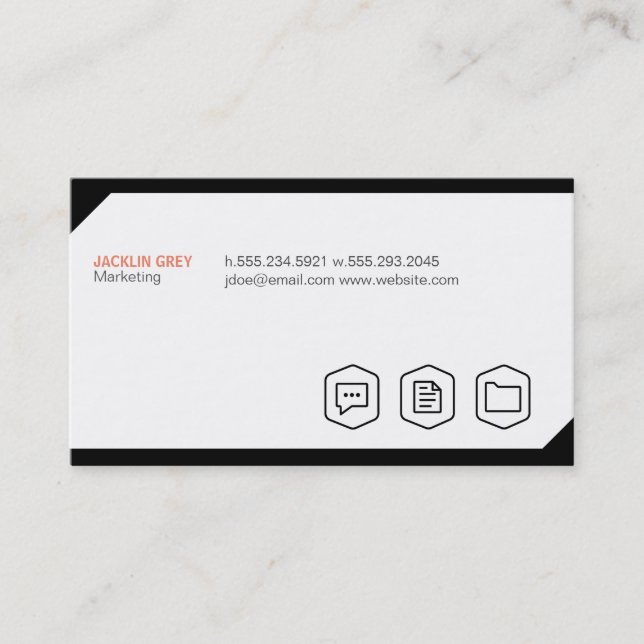 Geometric background with Icons Business Card (Front)