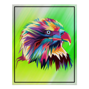 Geometric Bald Eagle Head Prismatic Pop Art-43435 Poster