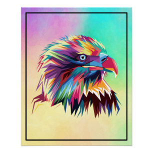 Geometric Bald Eagle Head Prismatic Pop Art-43435 Poster