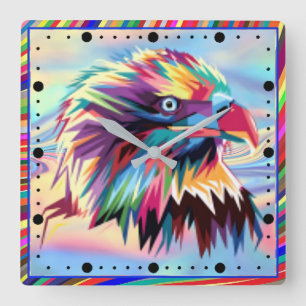 Geometric Bald Eagle Head Prismatic Pop Art-43435 Square Wall Clock