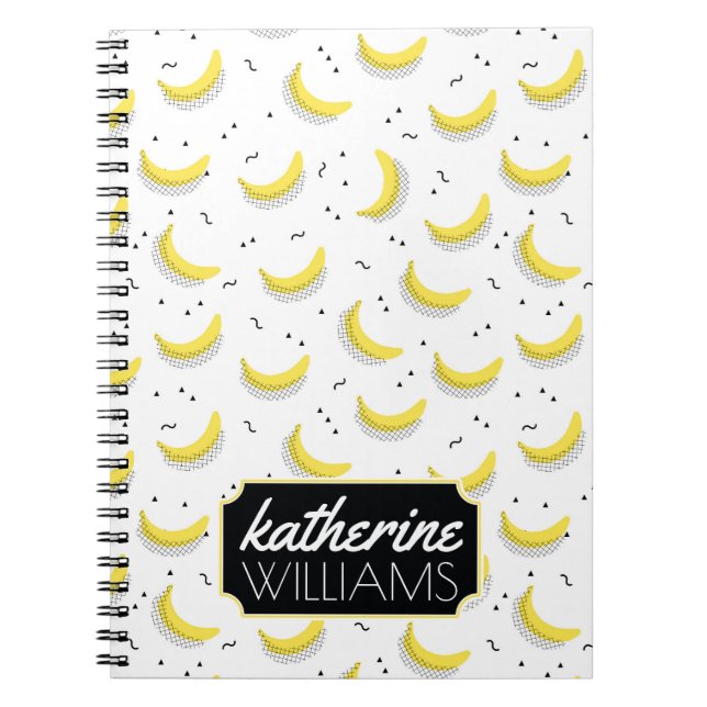 Geometric Bananas | Add Your Name Notebook (Front)