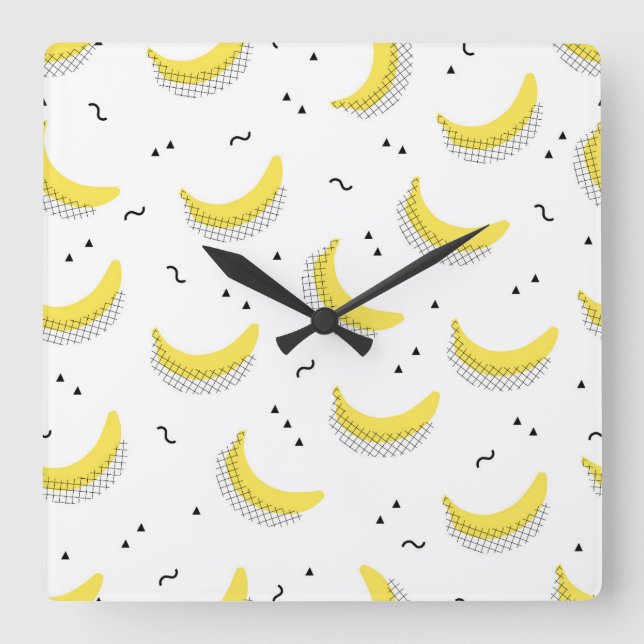 Geometric Bananas Square Wall Clock (Front)
