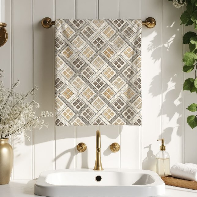 Geometric Bath Towel Neutral Pastel Modern Accent (Geometric Bath Towel Neutral Pastel Modern Accent)