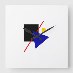 Geometric Bauhaus Design Square Wall Clock