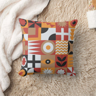Geometric bauhaus style minimal mural texture cushion