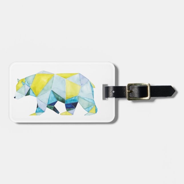 Geometric Bear Animal Luggage Tag (Front Horizontal)