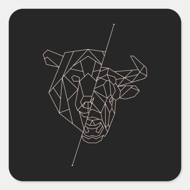 Geometric Bear Bull Square Sticker (Front)