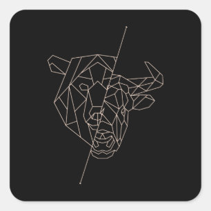 Geometric Bear Bull Square Sticker