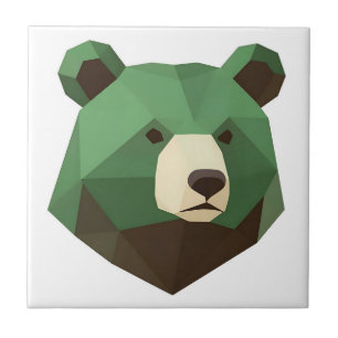 Geometric Bear Head Low Poly Tile