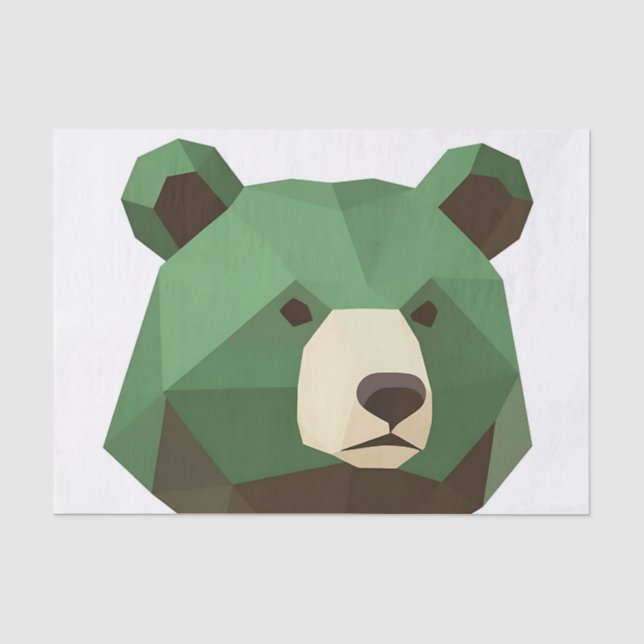 Geometric Bear Head Low Poly Tissue Paper (Front)
