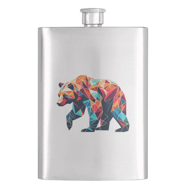 Geometric Bear Hip Flask (Front)